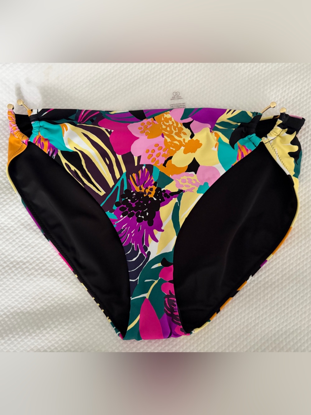 Vibrant Tropical Print Bikini Bottom - Multicolor